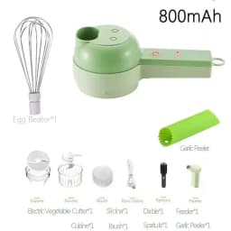 Multi-Functional Portable Wireless Vegetable Processor Electric 4-in-1 Vegetable Cutter Set, Easy to Charge With Egg Cream Whisk