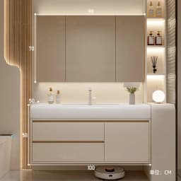 Vanity with Sink Shelves Sink Under Cabinet Bathroom Bathroom Sets Full Set Furniture Comfortable with Drawers Storage Cabinet
