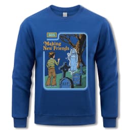 Making New Friends Sweatshirt Men Casual Fleece Pullovers Hip Hop O-Neck Long Sleeve Autumn Warm Unisex Vintage Loose Clothing