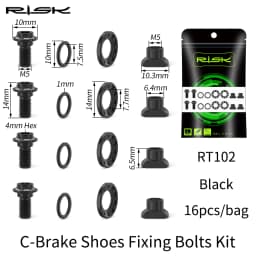 16pcs/bag RISK Titanium Alloy Road Bike Caliper C Brake Shoes Fixing Bolts Screw Kit for R8000 UT6800 DA9000