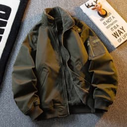 Men's Thickened Fleece Flight Jacket Winter Warm Workwear Military Style Cotton Coat Outerwear Youth Casual Cleanfit Long Sleeve