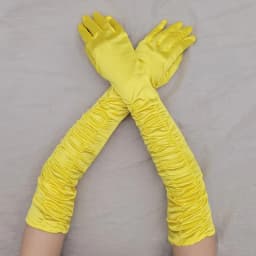 Long Satin Wave Pattern Micro Reflective Light Wedding Party Noble Style Women Gloves Lady Slender COS Graduation Mittens Nv5