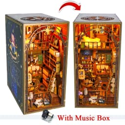 DIY Book Nook Shelf Insert Kits Miniature Dollhouse with Furniture Room Box Cherry Blossoms Bookends Japanese Store Toys Gifts
