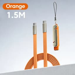 240W PD Fast Charging Type-C Cable USB-C to USB-C with Foldable Stand Phone Adapter Silicone Cord for iPhone 17