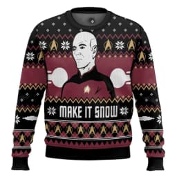 Jean-Luc Picard Star Trek Christmas Style Anime Movie Crew Ugly Christmas Hoodie Cosplay Costume Men's and Women's Fashion Top