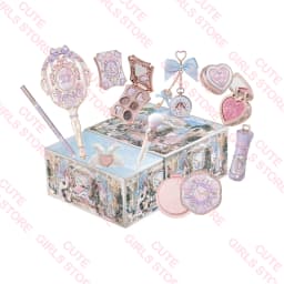 Flower Knows Bunny Garden All-in-One Makeup Set:New Pink Shoulder Bag Cushion Eyeshadow Palette, Lip Gloss, Blush, Cosmetic Kit