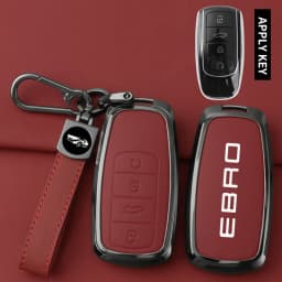 Alloy Leather Car Key Case Cover Shell Fob for Chery EBRO S400 S700 S800 Protection Key Bag Keychain Auto Interior Accessories