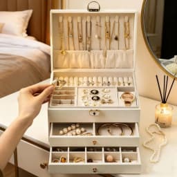 Luxury Jewelry Box Multi-layer Leather Jewelry Storage Box with Drawers Large Capacity Organizer for Earrings Rings Necklaces
