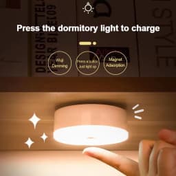 Mini LED Touch Sensor Night Lights USB Rechargeable Kitchen Bedroom Magnetic Base Wall Light Round Portable Dimming Night Lamp