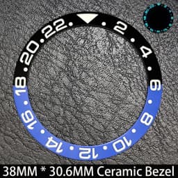 Sloping 38mm * 30.6mm Ceramic/Aluminum Blue Luminous Bezel GMT and Diving Watch Insert Fit for 40mm Watch Case Replacement Watch