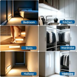 3Pcs LED Lights with Motion Detection USB Rechargeable LED Motion Sensor Lights for Room Kitchen Under Cabinet Wardrobe Closet
