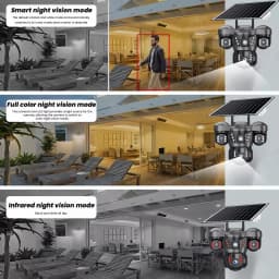 V380 Pro 15MP Solar Camera Three Lens Audio Outdoor IP66 Waterproof Built-in Battery Security CCTV HD 4G SIM Card Network Camera