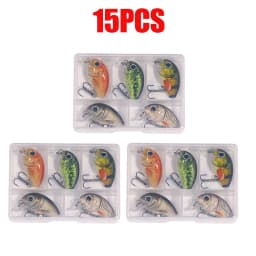 HENGJIA 5pcs 1.5g-2g 3cm Mini Crankbait Kit Artificial Wobblers Hard Bait Bass Trout Fishing Lure Tackle Pesca Peche Truite