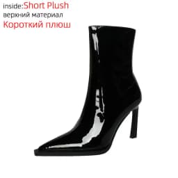 QUTAA 2027 Thin High Heels Women Ankle Boots Autumn Winter Genuine Leather Pointed Toe Shoes Woman Zipper Office Lady Size 34-39