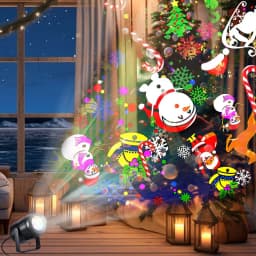 Christmas Projector Light 16Pattern Projection Fairy Lamp Outdoor/Indoor Holiday Projection Night Lamp for Home Xmas Party Decor
