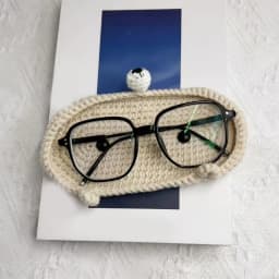 Handmade Crochet Cute Animal Theme Glasses Holder Eyeglass Protective Storage Tray for Home Desk Eyewear Organizers Gift
