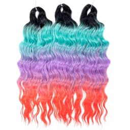 FREEDOM Synthetic Braiding Hair Extensions Deep Wavy 24 inch Long Curly Braids Hair Ombre Brown Rainbow Twist Crochet Hair