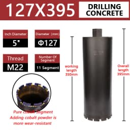 LAANCI Diamond Core Drill Bit Reinforced Concrete Drill Bit Diameter Range 25-200mm Total Length 400mm For Drilling On Concrete