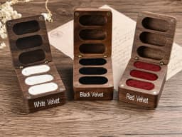 3 Slots Walnut Wood Triple Flip Ring Box,Custom Engagement Wooden Wedding Ring Boxesx Anniversary,Proposal Rings Holder Bearer