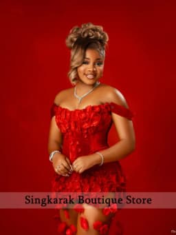 Pretty Petals Floral Short Prom Dresses 2026 Red Velvet Mini Wedding Party Dress Flowers Black Girls Birthday Dress Custom