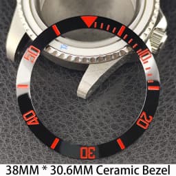 Sloping 38mm * 30.6mm Ceramic/Aluminum Bezel GMT and Diving Watch Insert Fits for 40mm Men's Watch Case Bezel Replacement Insert