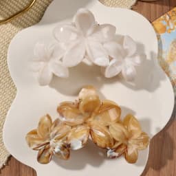 2Pcs Hawaiian Blue Gray Sapphire Marble Flower Hair Claw Clip for Women Shark Clip Bohemian Hair Accessories Gradient Hairpins