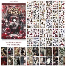 Plus Size 50sheets Washi Stickers Material Paper Collection Book Western Cowboy Gothic Castle Style DIY Scrapbook Supplies