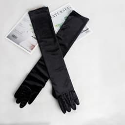 3 Lengths 23 cm 38 cm 55 cn Solid Black White Satin Gloves Women Elegant Etiquette Evening Bride Dress Wedding Opera Elbow Glove