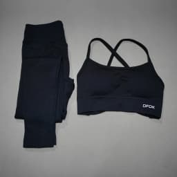 DFDK High Waist Stretch Leggings Set, Seamless Tie Back Sports Top, 2Pcs Workout Suit for Outdoor Fitness Running