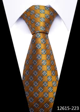 Newest Style 8 cm Necktie Man Blue Golden Striped Wedding Accessories Performance Tie Men Necktie Gravatas Fit Business