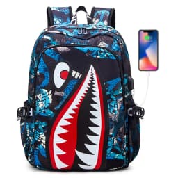 Children's Backpack Shark Personality Pattern Printed Large Capacity Lightweight Simple Backpack Cartoon