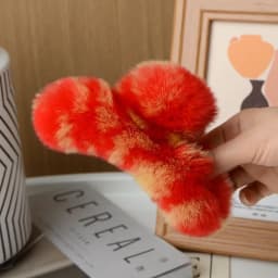 Natural Rex Rabbit Fur Big Crab Hair Clip for Girls Rabbit Hair Claw Clips Cute Ponytail Women's Barrettes Fluffy Hair Crab