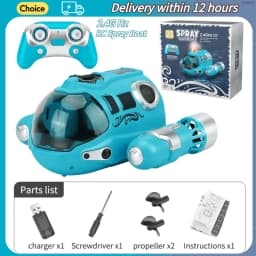 Remote-controlled Electric Boat 2.4G_Hz Waterproof Spray Light RC Electric Steam Boat Toy for Boys and Girls Kids Festival Gifts
