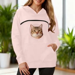 Women's Hoodies With Pet Bag Solid Color Hooded Pullovers Pet Cat & Dog Pocket Holder Tops Casual Sports Sweatshirts Loose Top