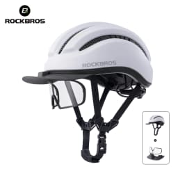 ROCKBROS Cycling Integrated Helmet High Strength 54-60cm Head Circumference Wide Brim Helmet Photochromic Goggles Cycling Helmet