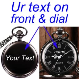 Customize With Your LOGO Name Text Classic Fashion 47MM Fob Chain Smooth Steel Polish Quartz Pocket Watch Mens Pendant Presents