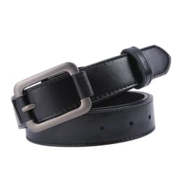 New Rectangle Pin Buckle PU Leather Belt For Men Women All-match Black Adjustable Long Waist Belts Unisex Jean Pants Straps