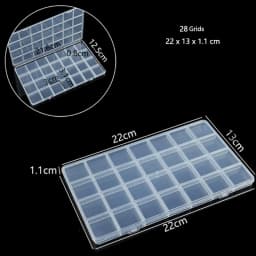 28 Grids Fixed-slot Transparent Plastic Storage Box for Jewelry Classification and Storage Compartments 22x13x1.1cm