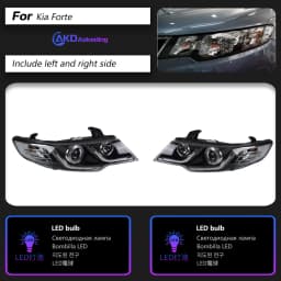AKD Head Lamp for Kia Forte LED Headlight 2009-2015 Headlights Kia Forte DRL Turn Signal High Beam Angel Eye Projector