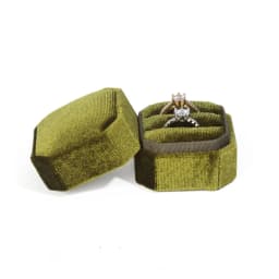 Hexagon Shape Velvet Jewelry Box Double Ring Storage Box Woman Gift Earrings Package Case Wedding Ring Display Packaging Box