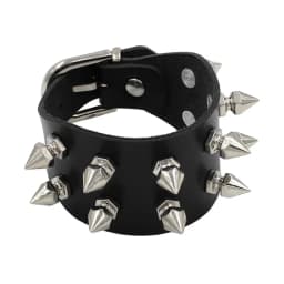 2024 Pu Leather Studded Bracelet Choker Punk Spike Rivets Cuff Black Wristband Adjustable Cuff Bangle