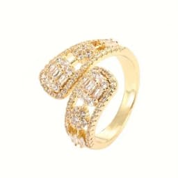 Huitan Aesthetic Flower Adjustable Finger Ring Female Brilliant Zirconia Jewelry for Engagement Ceremony Delicate Accessories