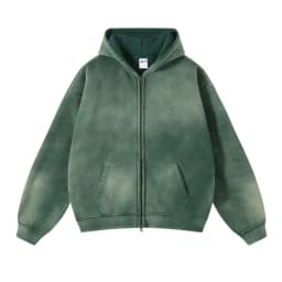 Men's Zip Up Hoodies Tie Dye Washed Double Oversize Cardigan Sweatshirt Loose Plus Plush Gradient Man Hooded Pullovers Winter