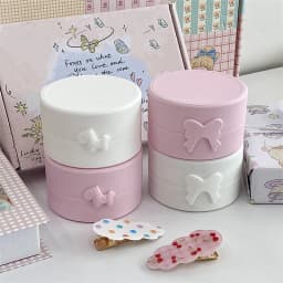 Cute Cartoon Bow Pony Round Ring Earrings Box Luxury Dustproof Hair Accessories Packaging Display Box Portable Storage Box