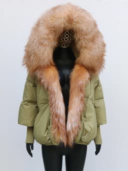 Women Coat White Duck Down Jacket Super Large Real Red Fox Fur Collar Hooded New Fashion Outerwear Puffer Jacket New