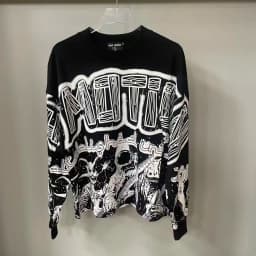 High Quality Designer MIXED-EMOTION Long sleeved T-shirt 100% cotton men's and women's Vintage Printed and hotfix rhinestone High Street Trendy Fashion Hip Hop T-shirt hoodie sweatshirt Pullover