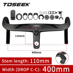 TOSEEK Bicycle Handlebar Drop Bar T800 Road Carbon Handlebar Integrated Road Handlebar Bent Bar Internal Cable Routing Bike Par