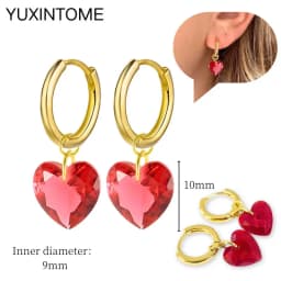 925 Silver Ear Needle Rose Red Hoop Earrings For Women Exquisite Water Drop/Flower/Heart Crystal Piercing Huggie Earring Jewelry