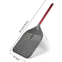12" Hard Anodized Perforated Pizza Peel Rectangle Pizza Turning Shovel Set Aluminum Pizza Peel Paddle 40cm Long Silicone Handle