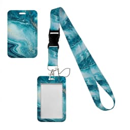 Simple Marble Heart Rainbow Card Holder with Buckle Lovely Hanging Rope ID Pass Hang Accessories Holder Lanyard Passr Case
